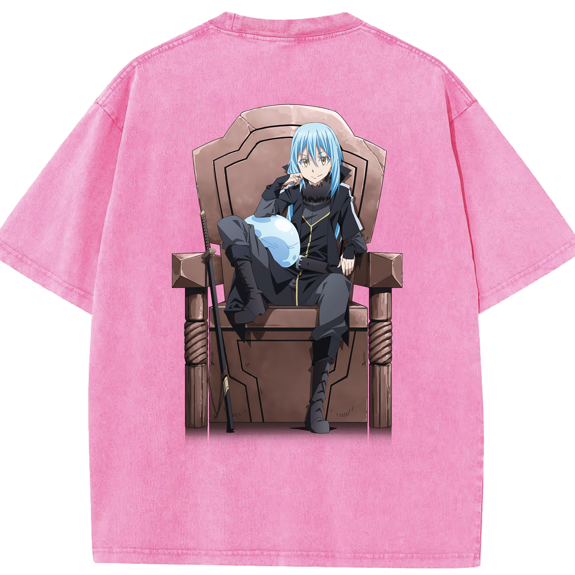 （画像用） 転スラ Regarding Reincarnated to Slime 綿100% ヴィンテージ風 半袖Tシャツ（背面プリント）